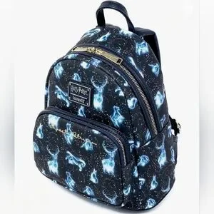 Loungefly Harry Potter Expecto‎ Patronum Patronus Mini Backpack Navy Gold Blue New Harry Potter Expecto Patronum Wizarding World Patronus  main image 2